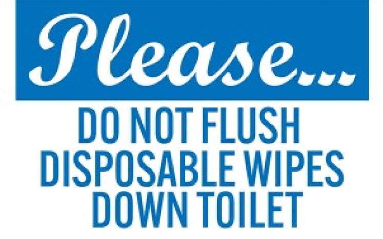 Reminder: Please dispose of "flushable wipes" in household trash and do not flush.